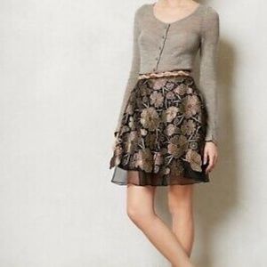 Anthropologie Eva Franco Gilt Bouquet Skirt,Size 2